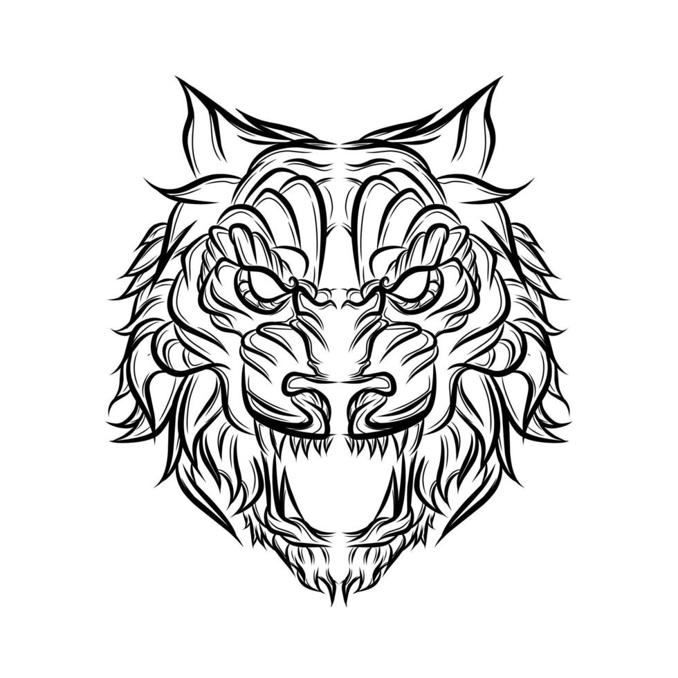 Tiger head tattoo vintage vector illustration