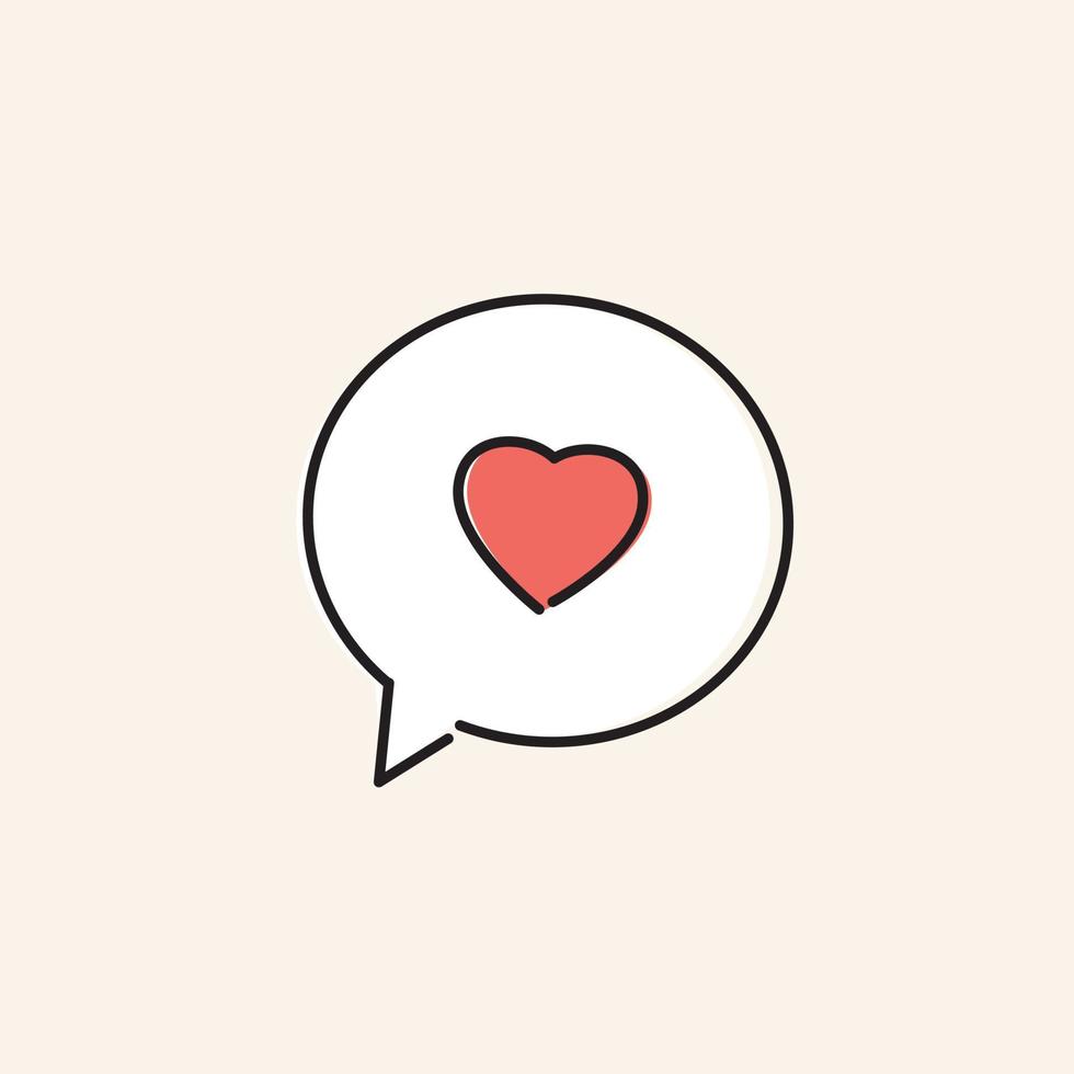 Hand Drawn Speech Bubble With Heart Symbol. Concept Of Showing And Saying Love. Editable Vector, Isolated Background. vector