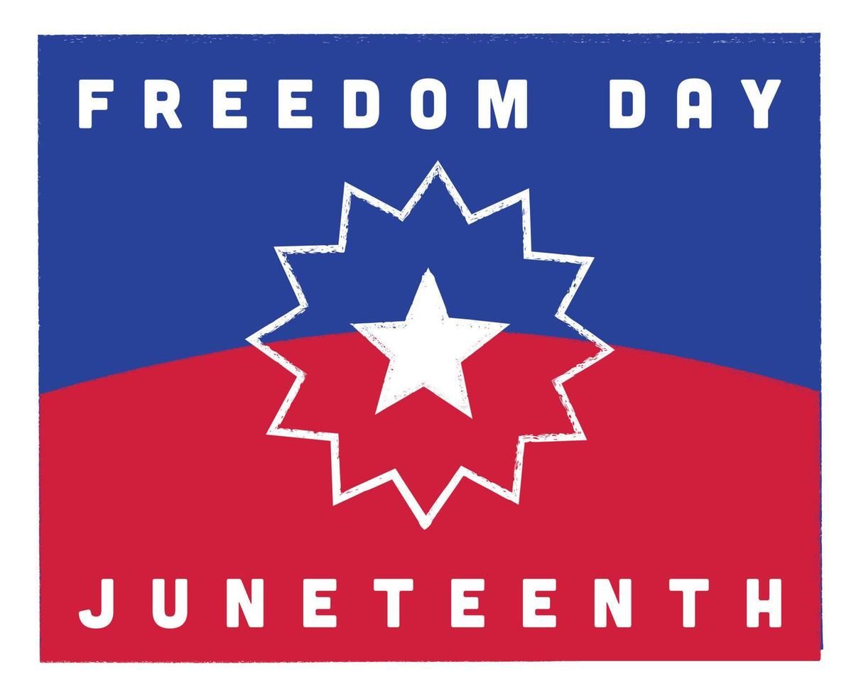 Juneteenth The Freedom Day Flag Hand Drawn in Marker Style, White Star Over Red And Blue Background vector