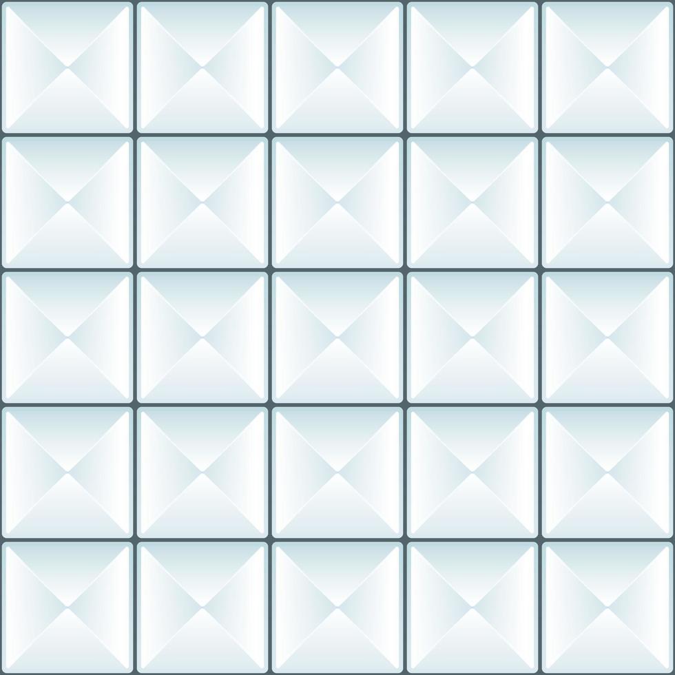 patrón sin costuras de azulejos de vidrio piramidal vintage. baldosas de cerámica vectorial con lados triangulares, textura de pared de color azul vector