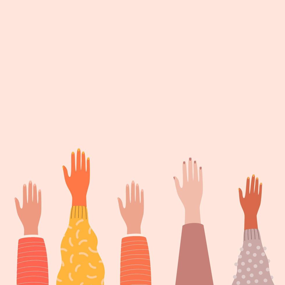 Illustration of hands reaching up vector