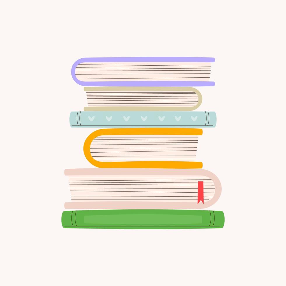 Stack of books. Hand drawn vector illustration