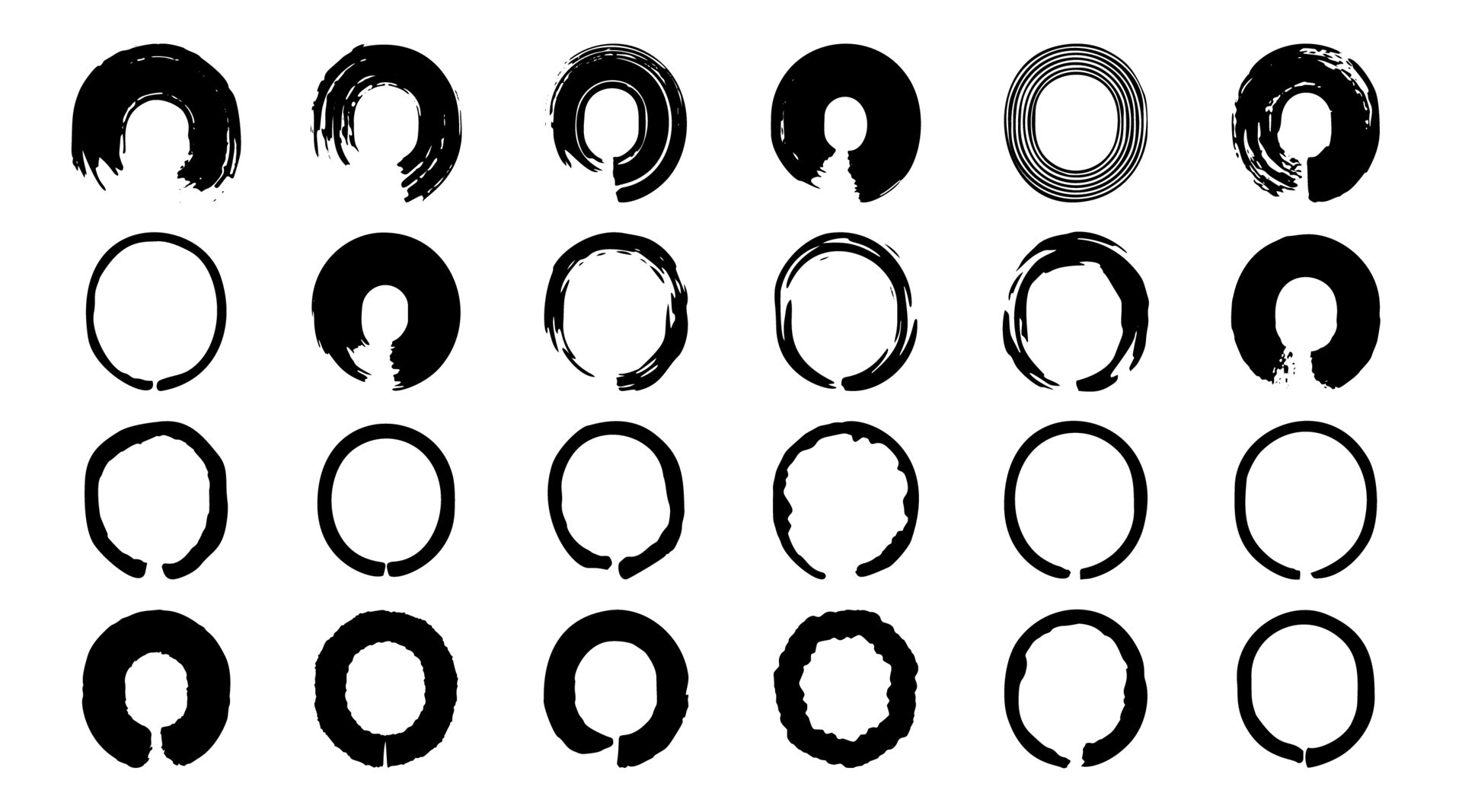round oval element. doodle, hand drawn brush vector illustration