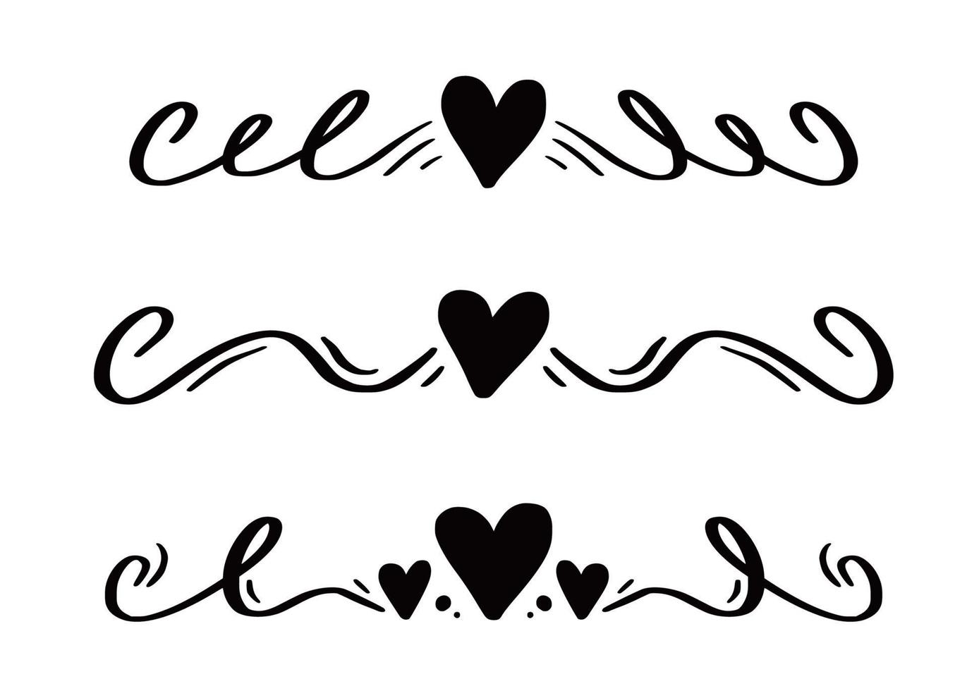 Heart and love swirl divider. vector