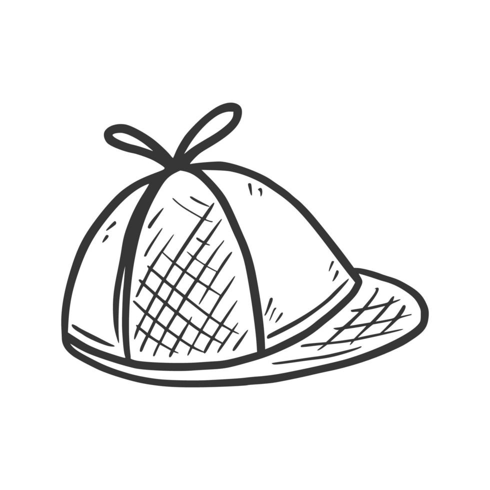 icono de sombrero de detective. dibujado a mano vector