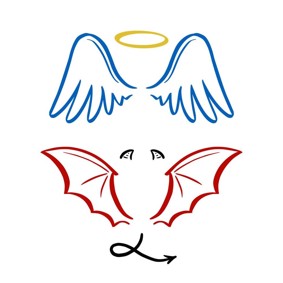Angel and devil stylized vector illustration.