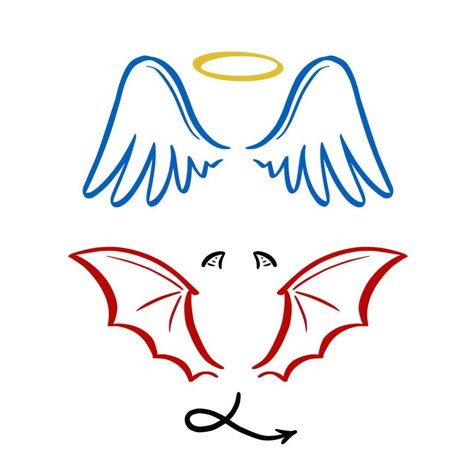 ángel y demonio ilustración vectorial estilizada. vector