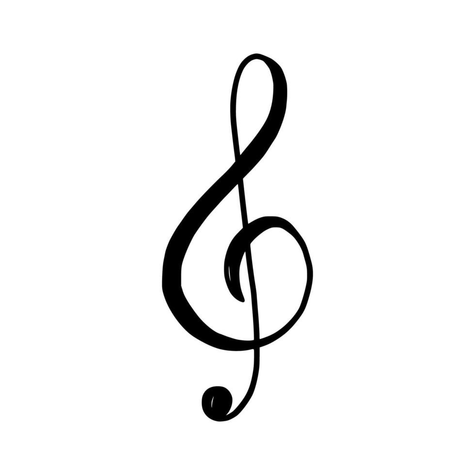 Music note key doodle drawn style vector