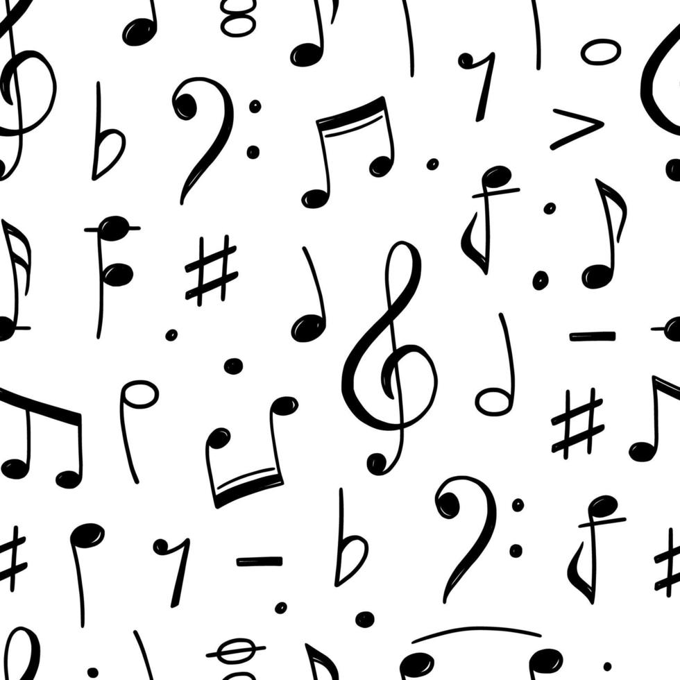 Music note doodle drawn pattern vector