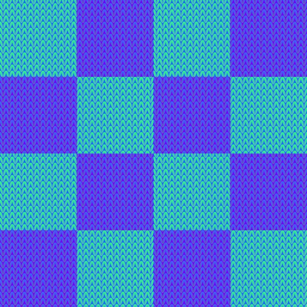 Blue realistic knitted background in the patchwork style. vector