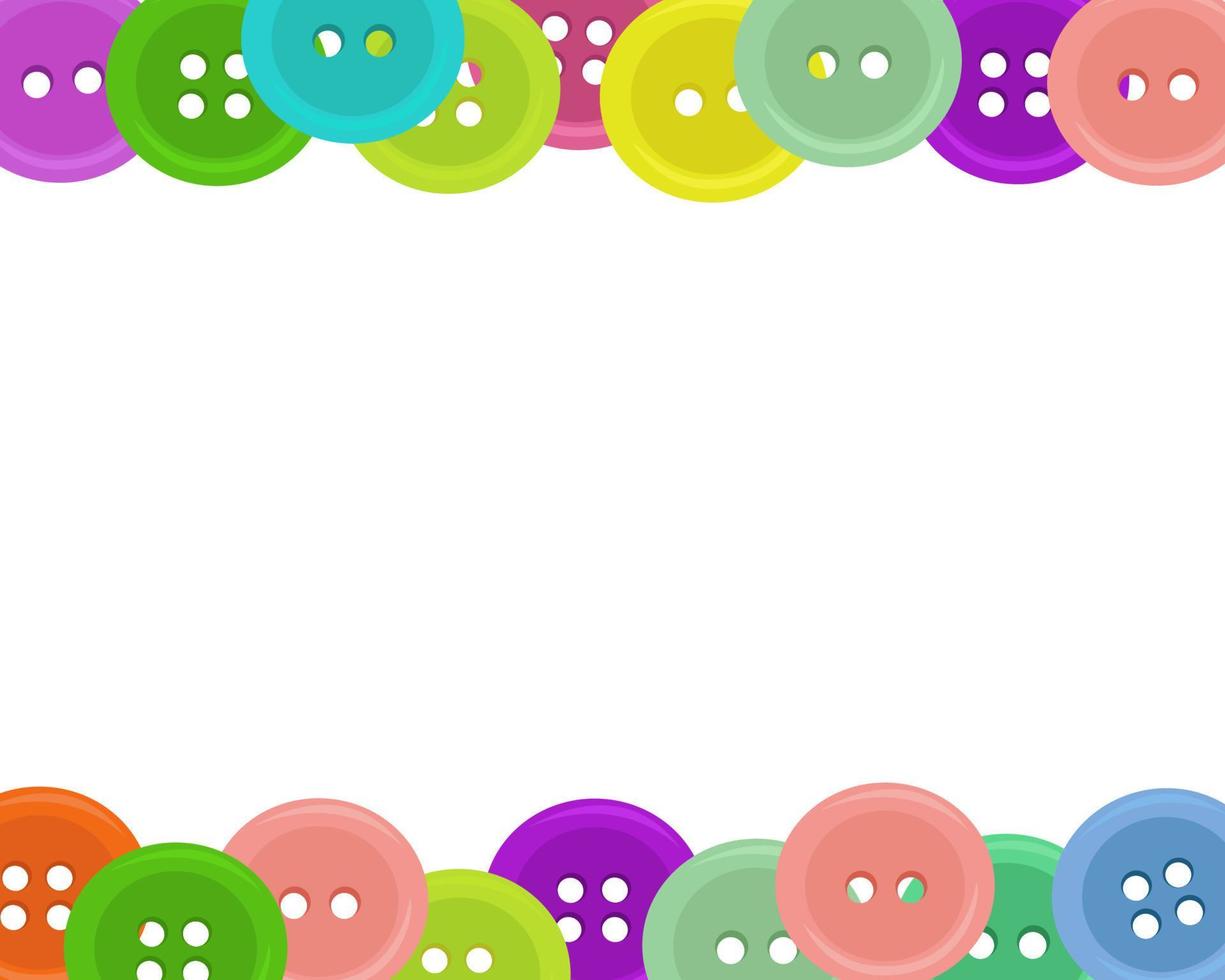 Decorative borders with colorful sewing buttons for design. vector