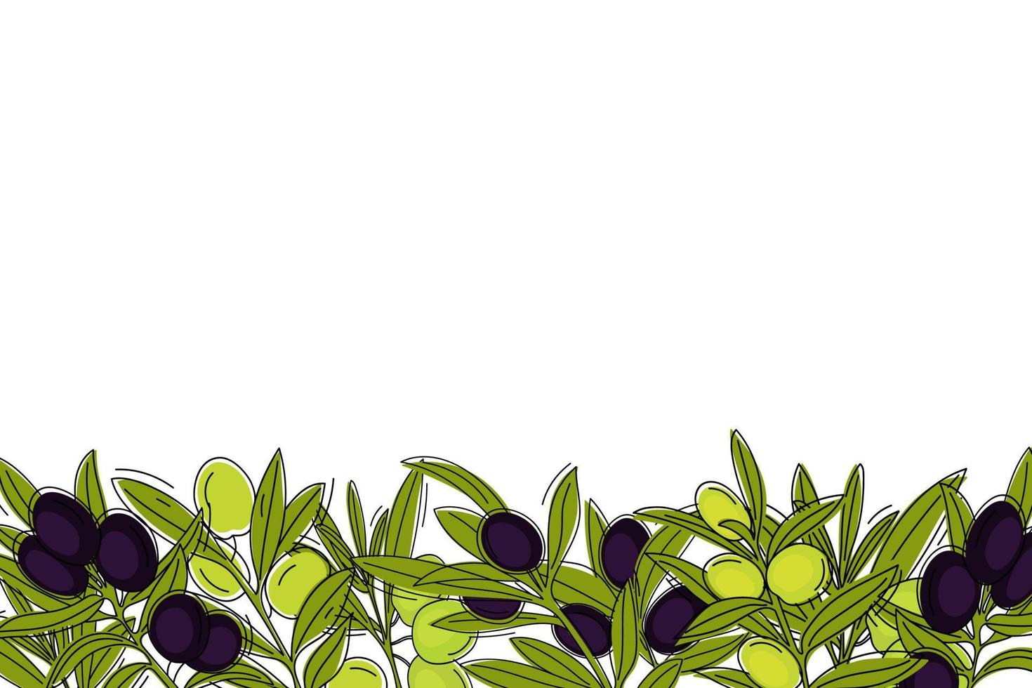 Decorative border with olive branches for design. vector