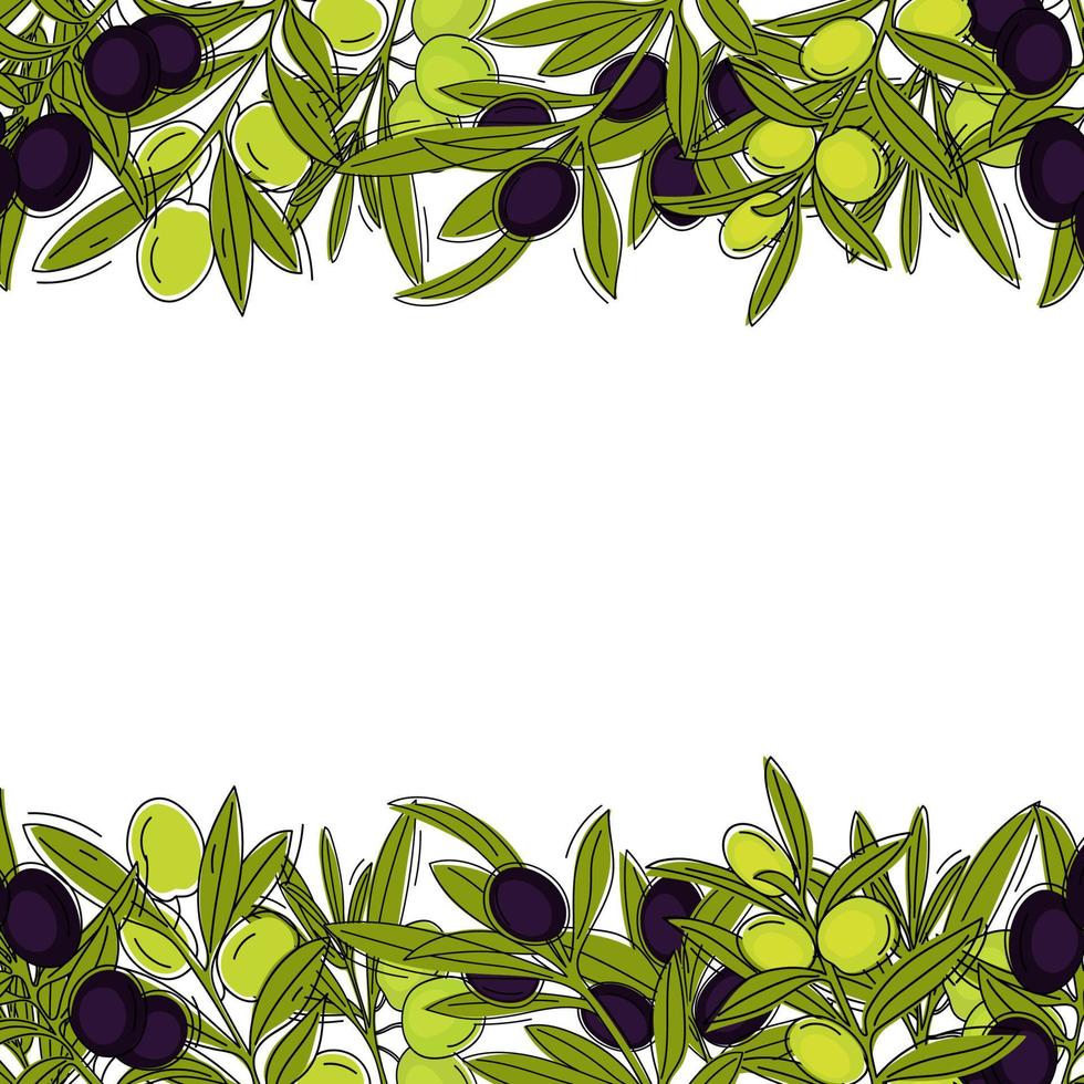Decorative borders with olive branches for design. vector