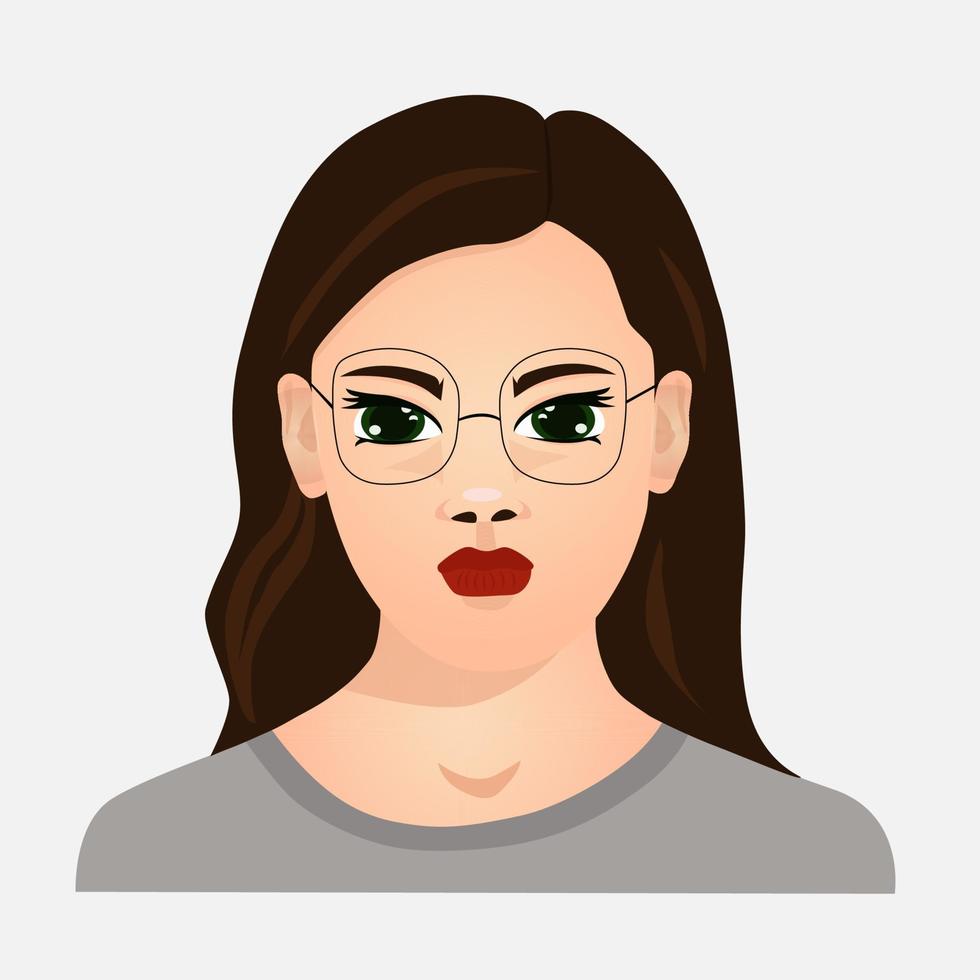 Portrait of a girl with glasses in the cartoon style. vector