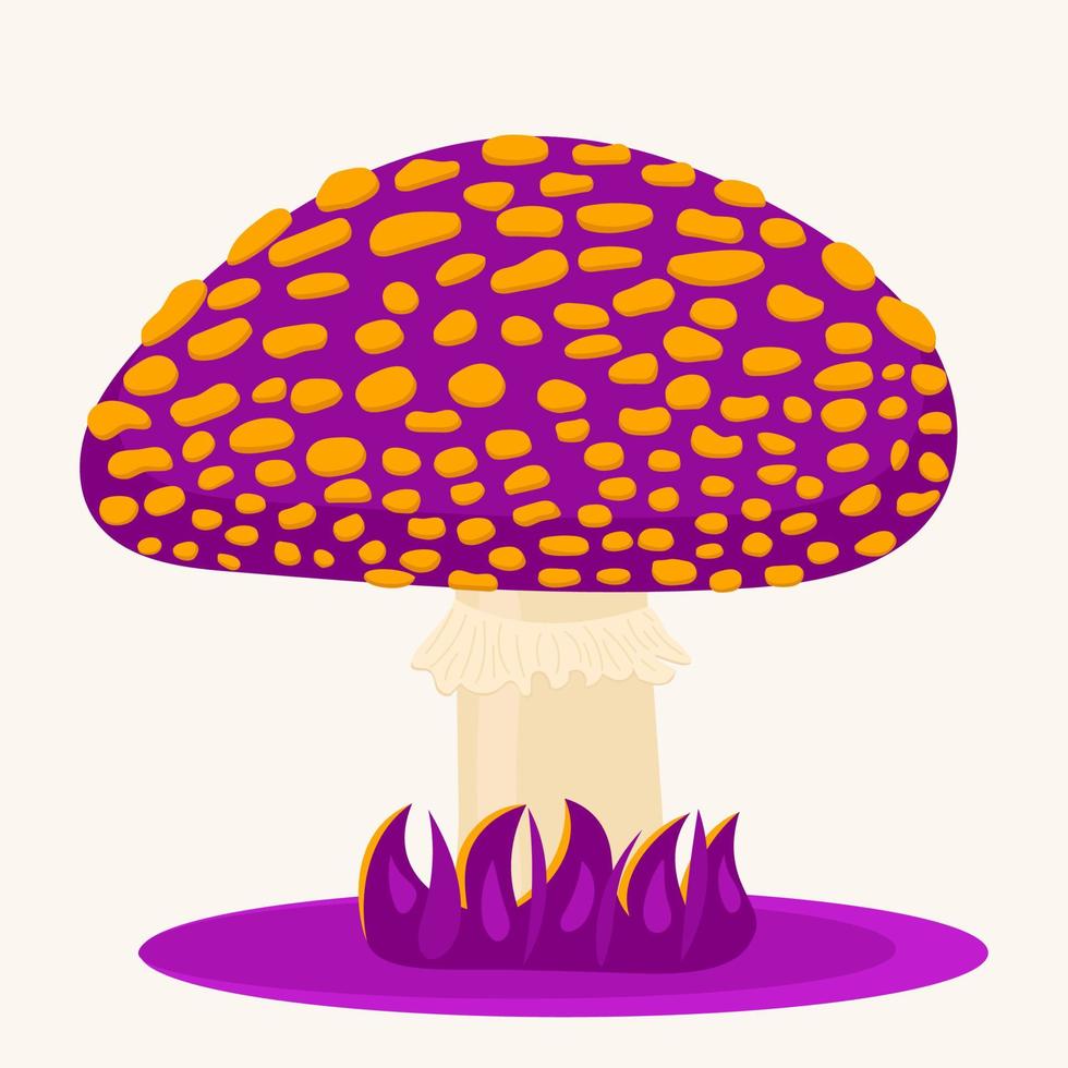 amanita morada con manchas anaranjadas. vector