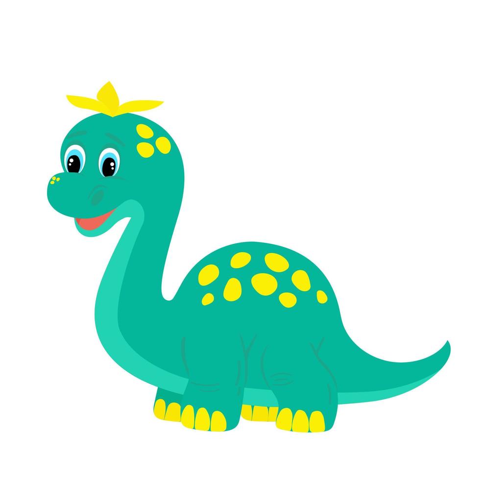 Little green dinosaur cub with yellow spots. vector