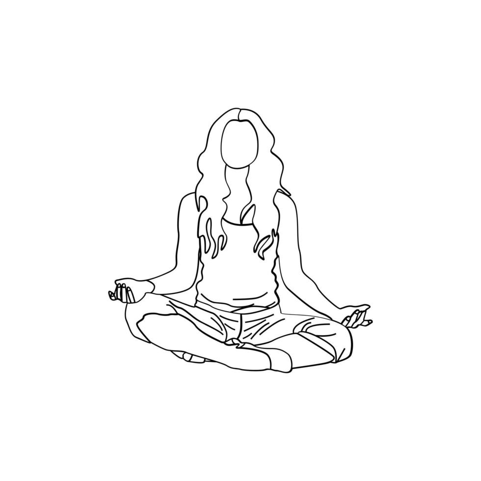 estilo de arte de línea de yoga vector