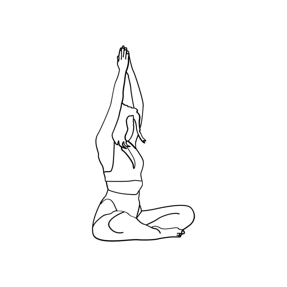 Yoga line art style vector