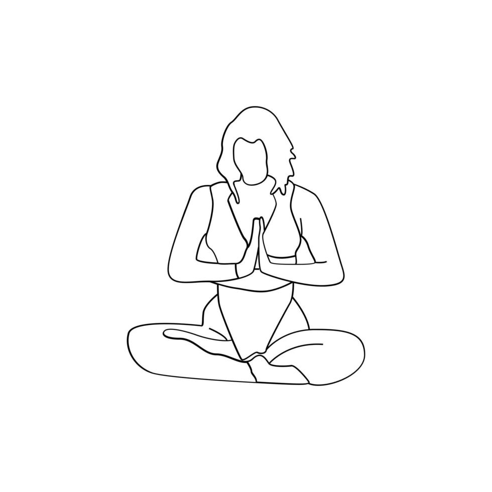 estilo de arte de línea de yoga vector