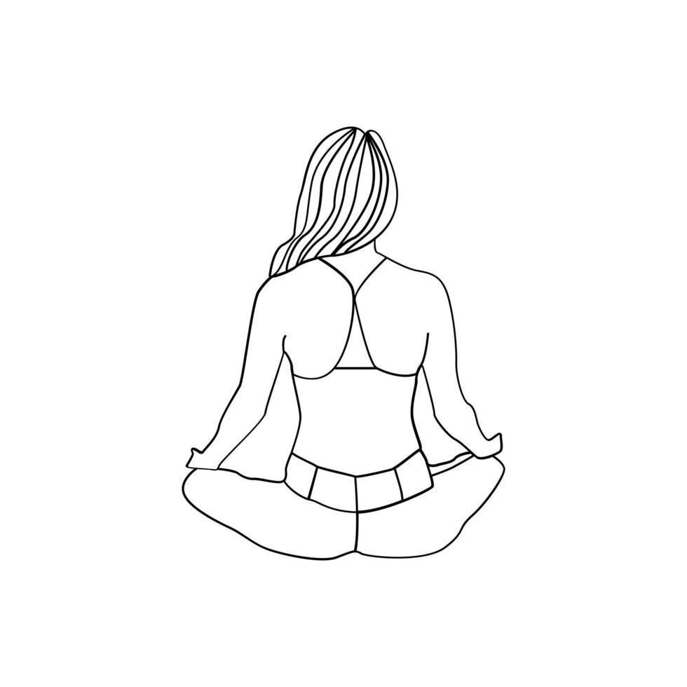 Yoga line art style vector