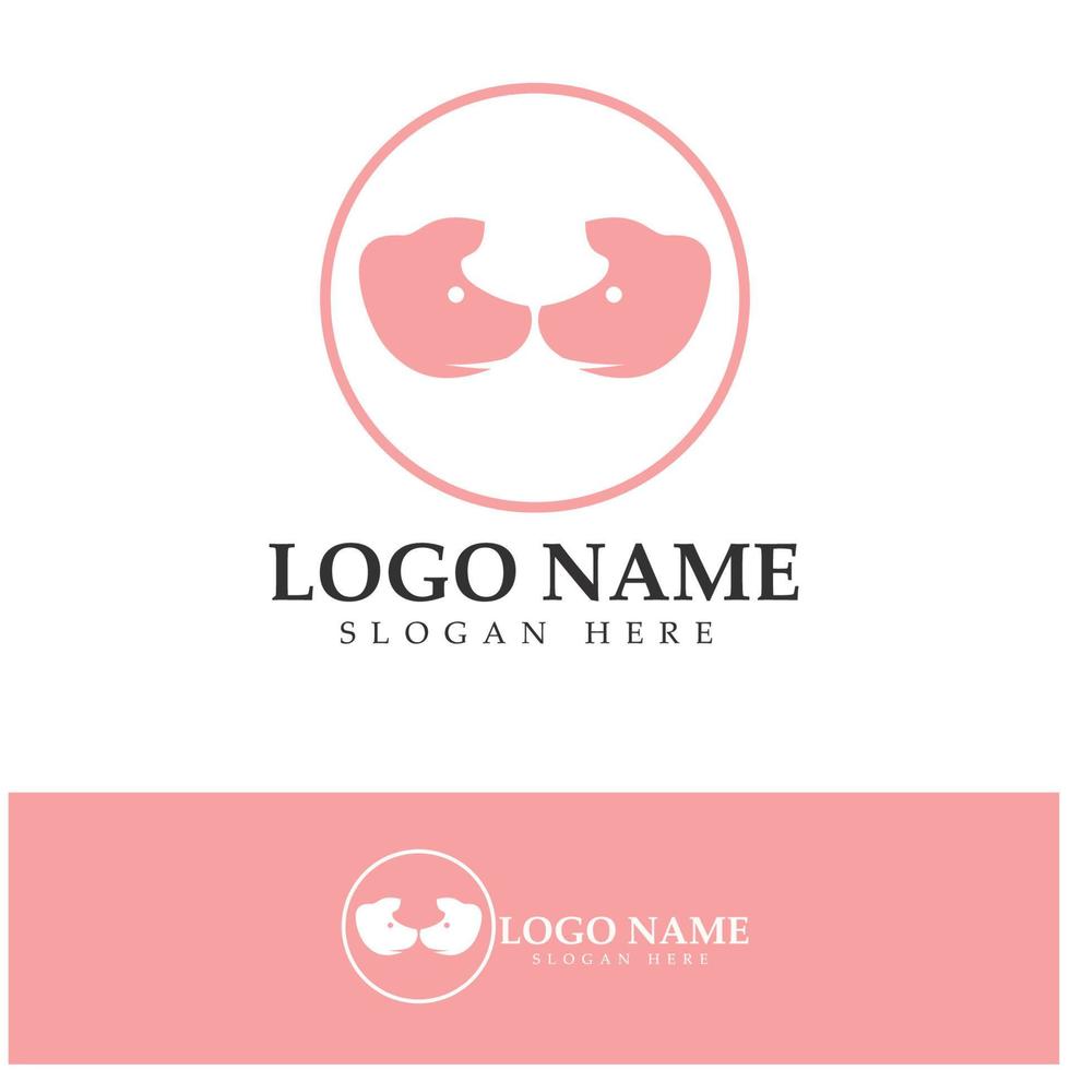 pig logo, pork cooking, pork oil and pork food restaurant icon. With vector icon concept