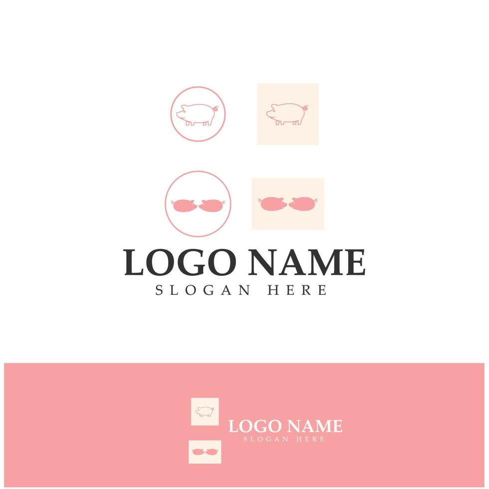 pig logo, pork cooking, pork oil and pork food restaurant icon. With vector icon concept