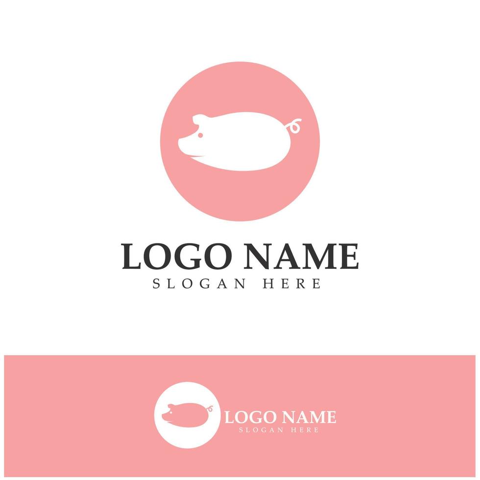 pig logo, pork cooking, pork oil and pork food restaurant icon. With vector icon concept