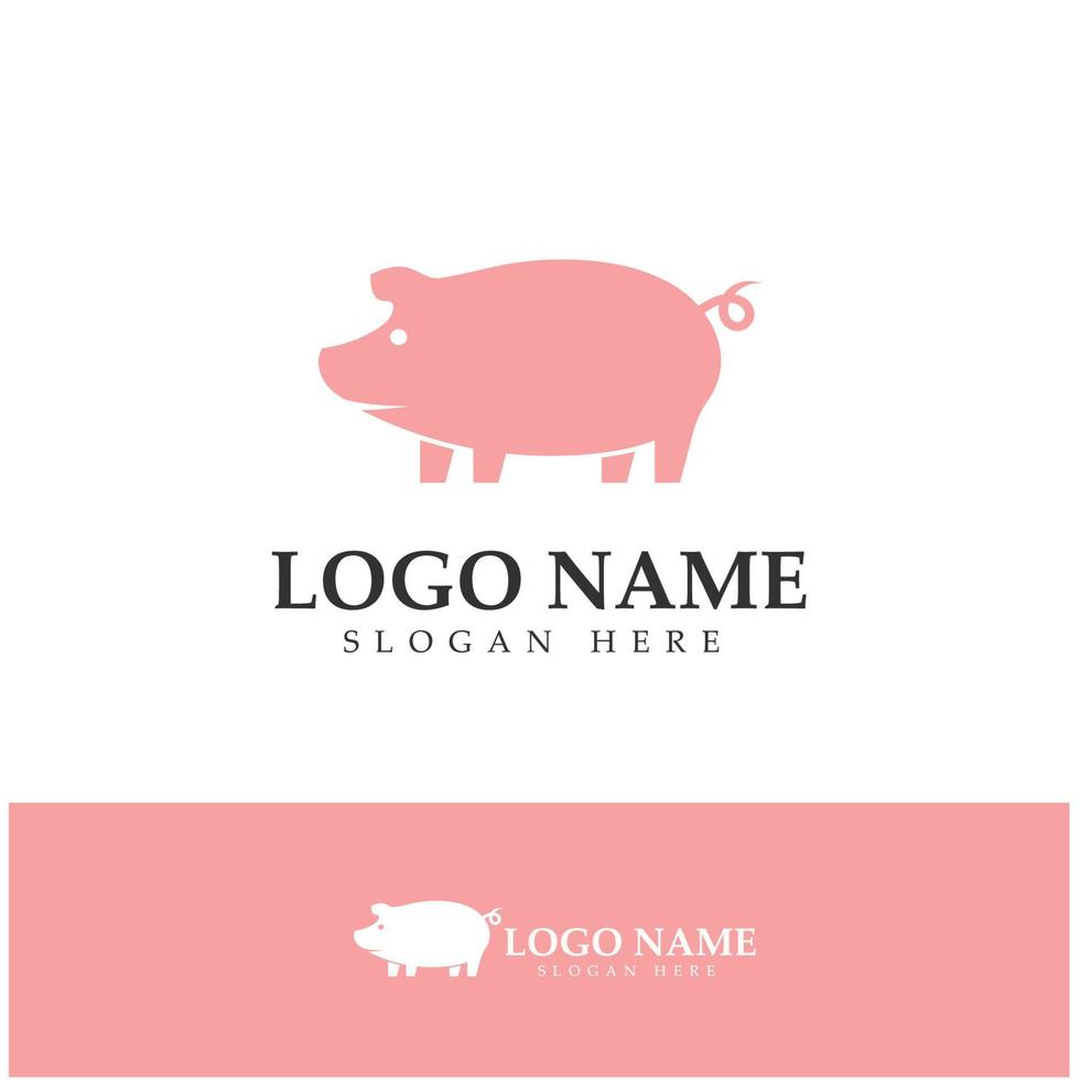 pig logo, pork cooking, pork oil and pork food restaurant icon. With vector icon concept