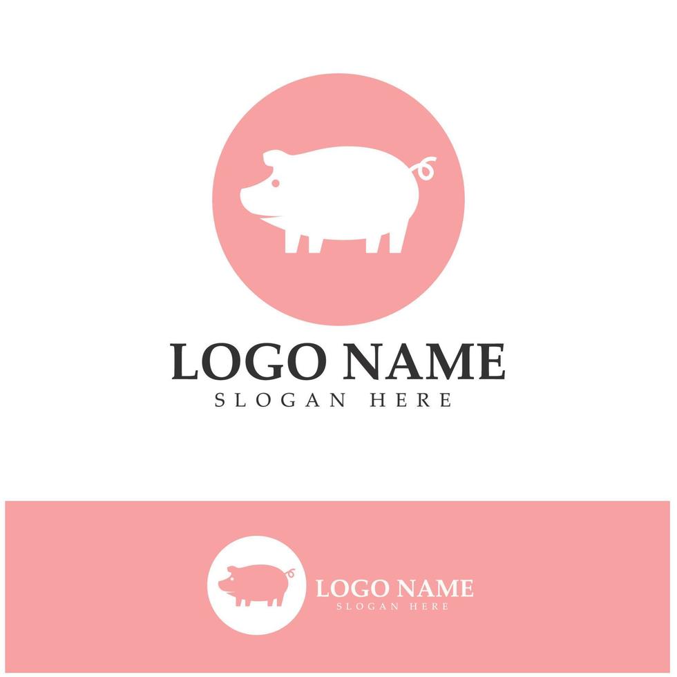 pig logo, pork cooking, pork oil and pork food restaurant icon. With vector icon concept