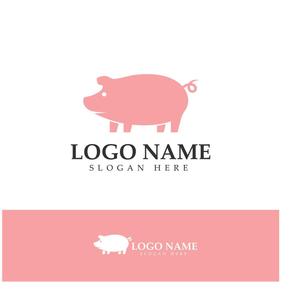 pig logo, pork cooking, pork oil and pork food restaurant icon. With vector icon concept