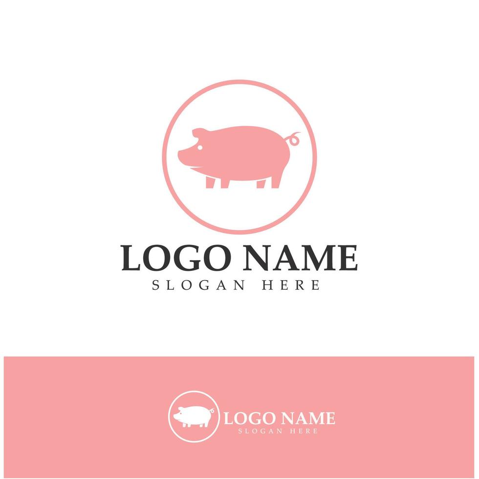 pig logo, pork cooking, pork oil and pork food restaurant icon. With vector icon concept