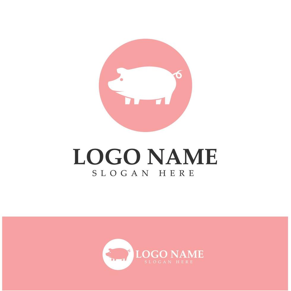 pig logo, pork cooking, pork oil and pork food restaurant icon. With vector icon concept