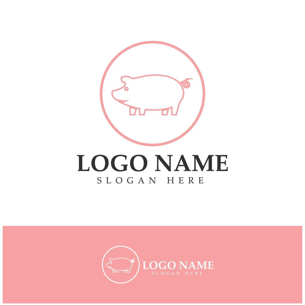 pig logo, pork cooking, pork oil and pork food restaurant icon. With vector icon concept