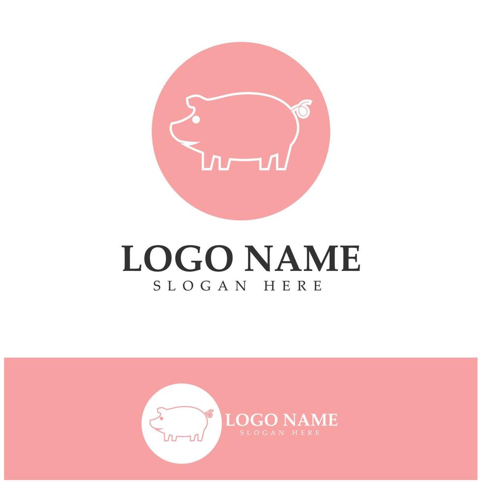 pig logo, pork cooking, pork oil and pork food restaurant icon. With vector icon concept