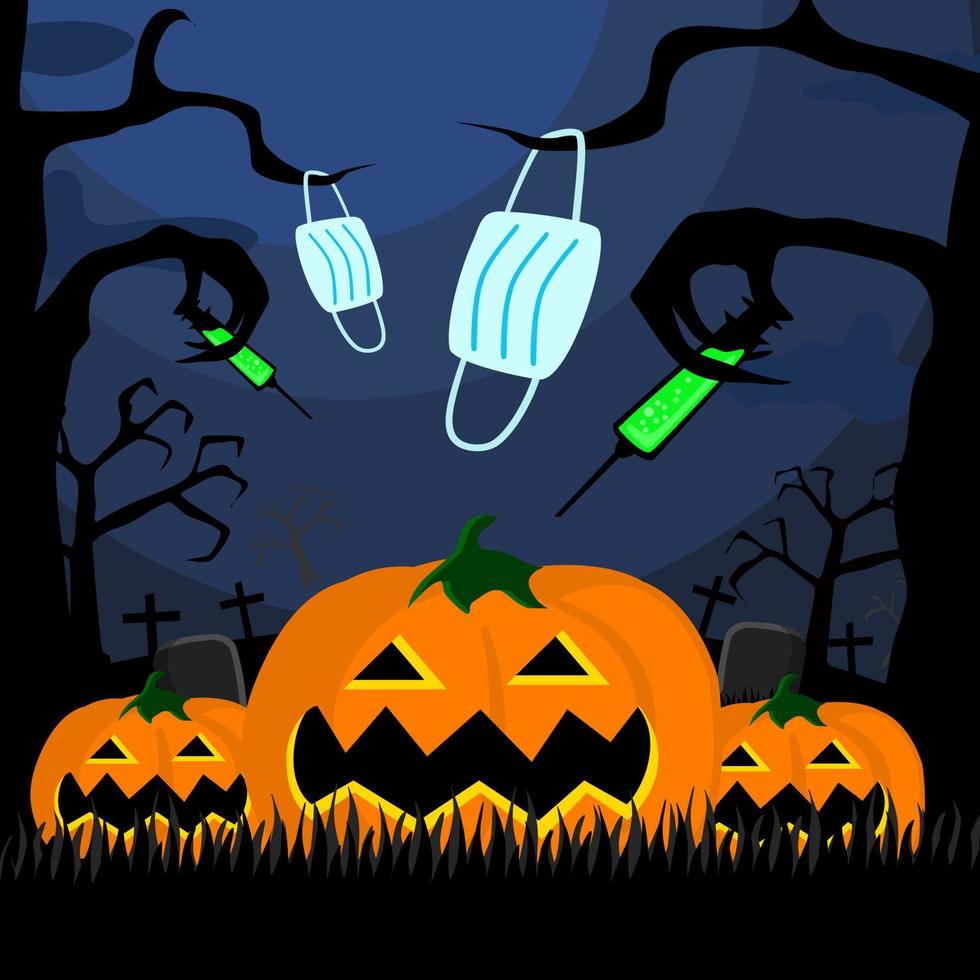 the Halloween concept during the coronavirus pandemic vector