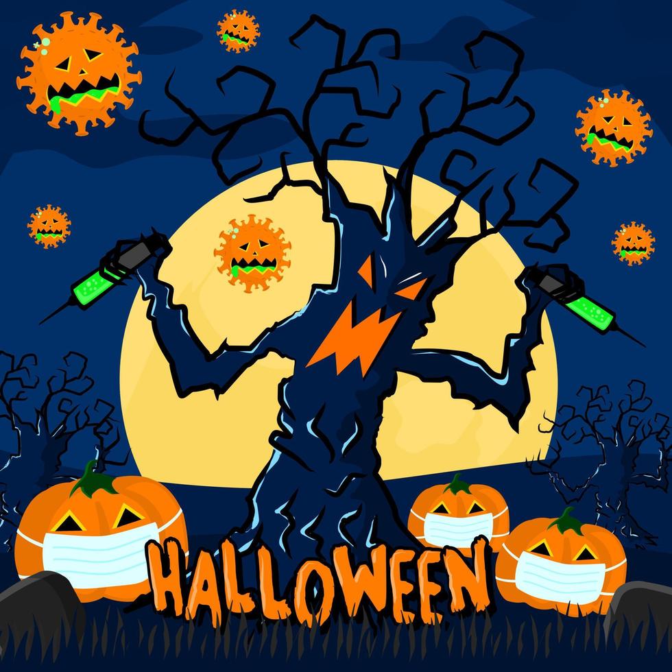 the Halloween concept during the coronavirus pandemic vector