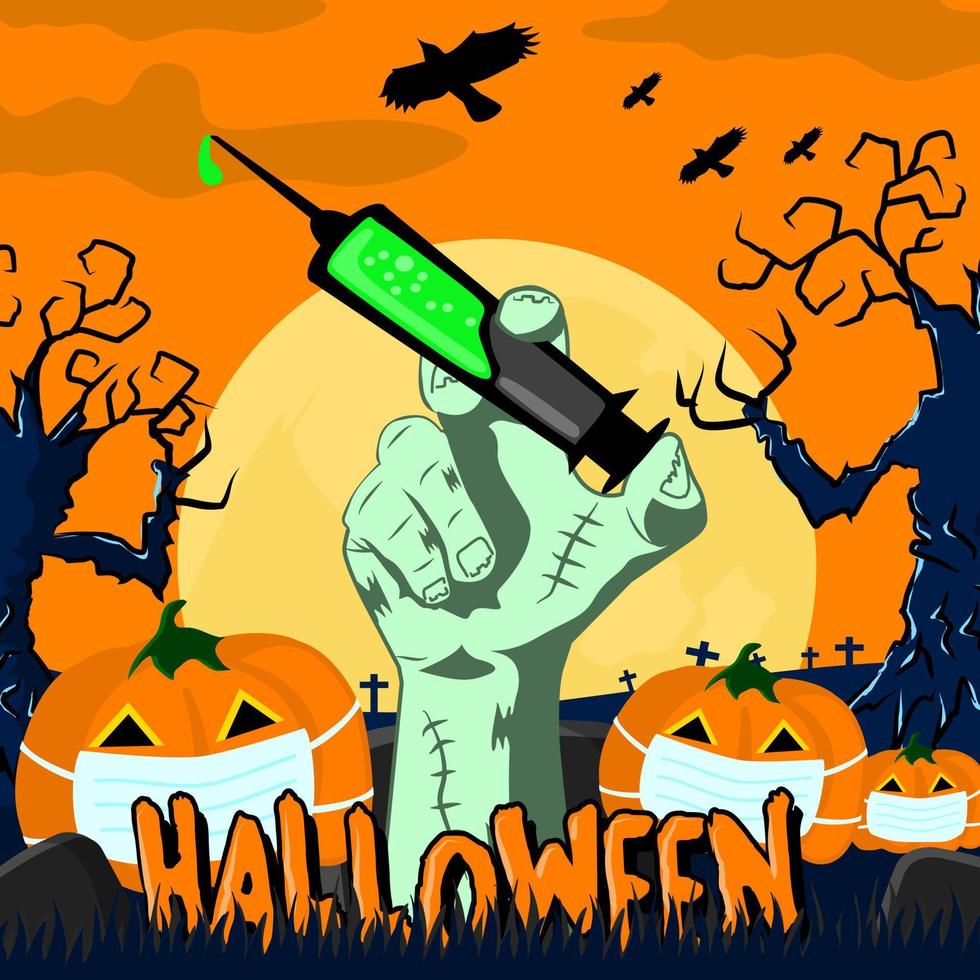 the Halloween concept during the coronavirus pandemic vector