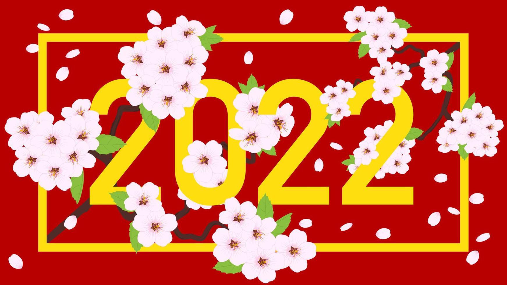 2022 en el marco de la flor de cerezo vector