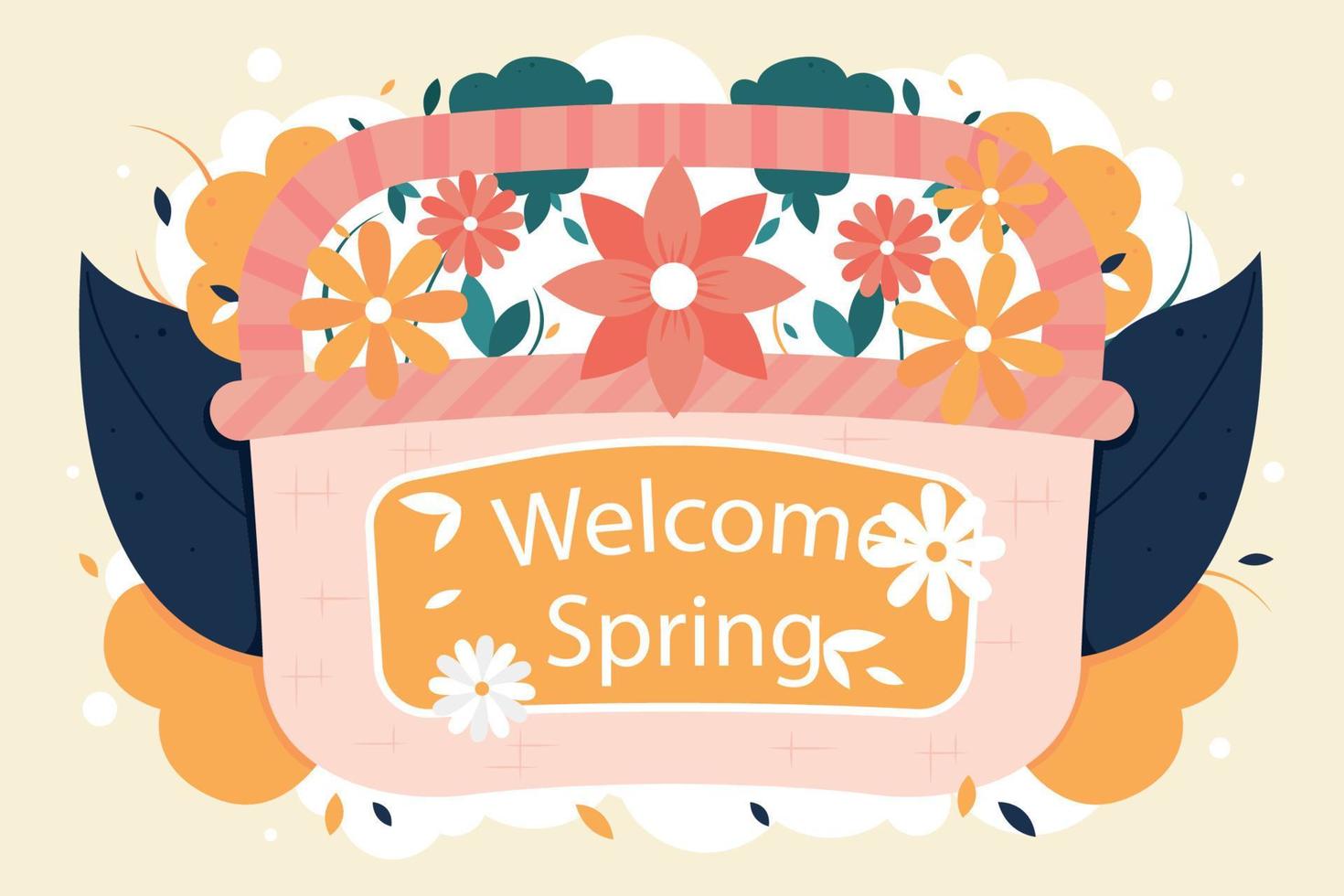 bienvenido día de primavera ilustración plana vector