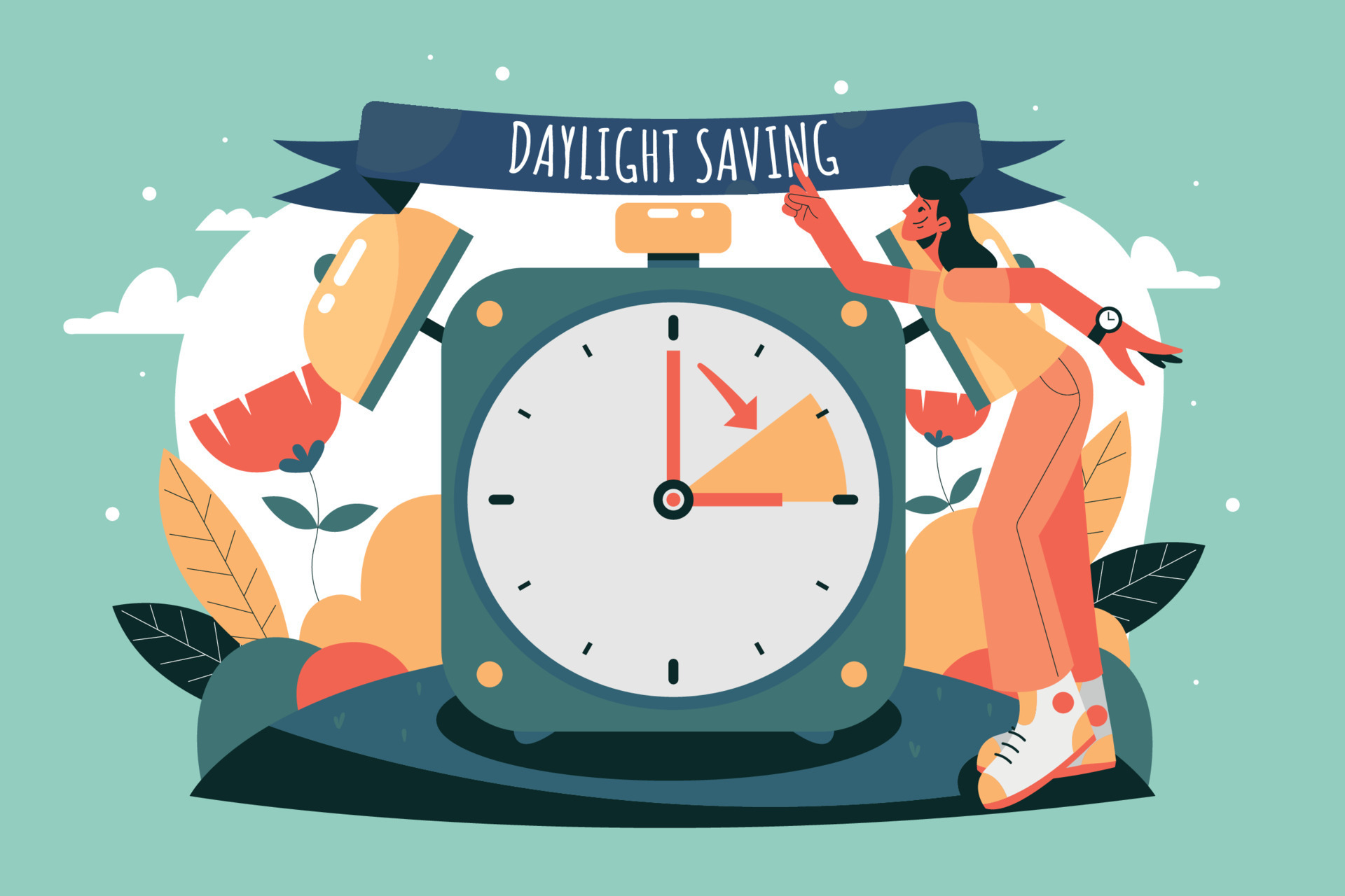 Spring Time Change with Green Background Flat illustration 8349525