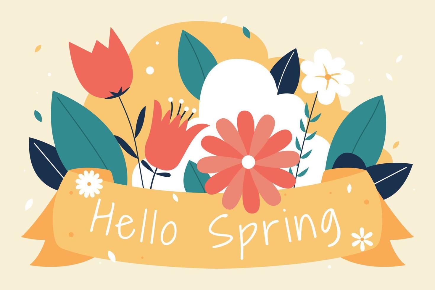 hola primavera día ilustración plana vector