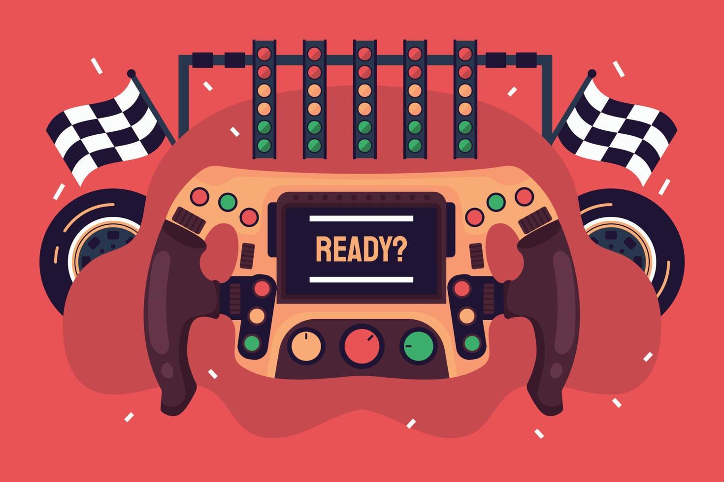 Steering Wheel Racing Flat Illustration vector
