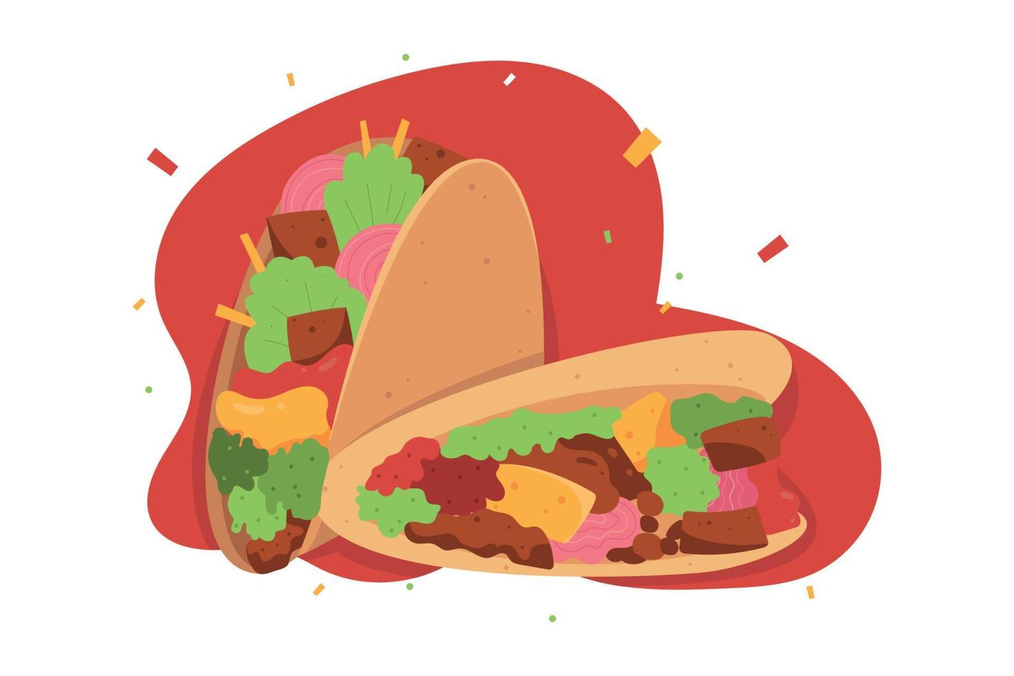 taco plato mexicano ilustración plana vector