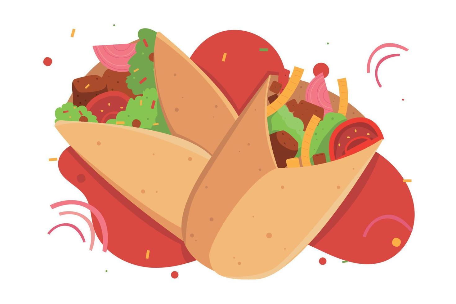 Burrito Mexican Food Flat Illustration vector