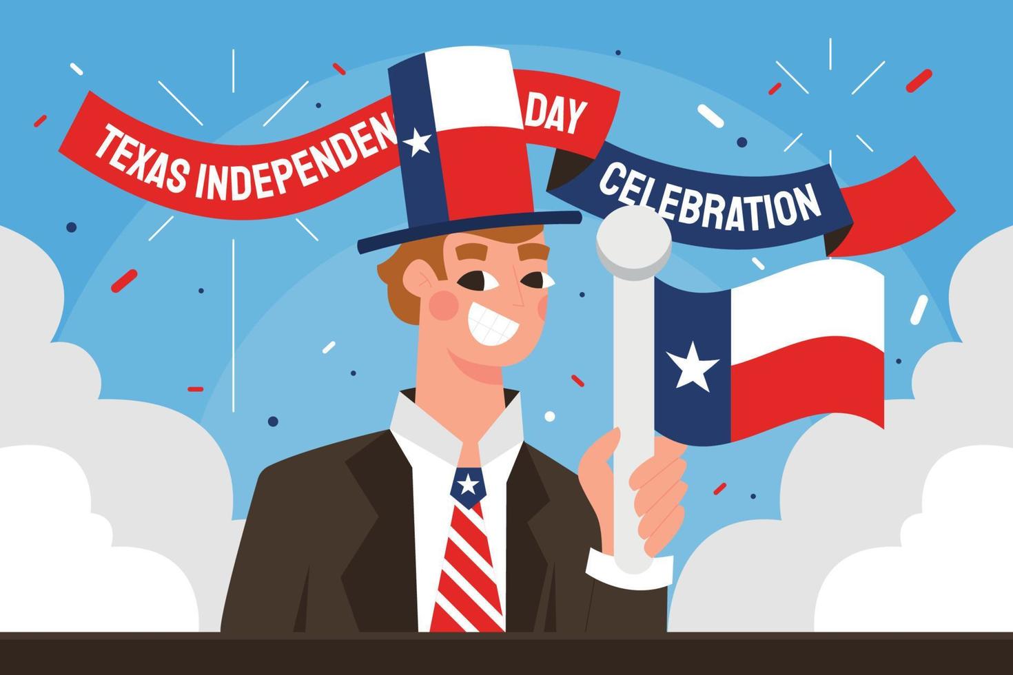 Man Holding Flag Flat Illustration vector