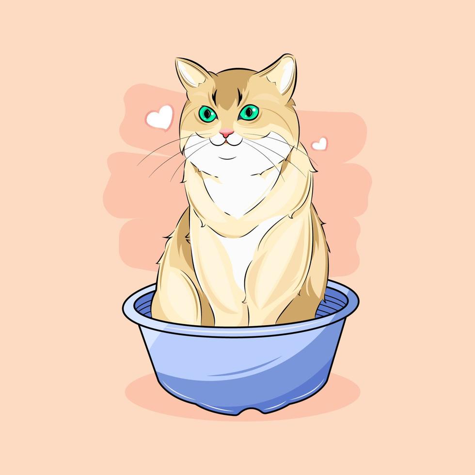 cute cat is watching vector illustration free download