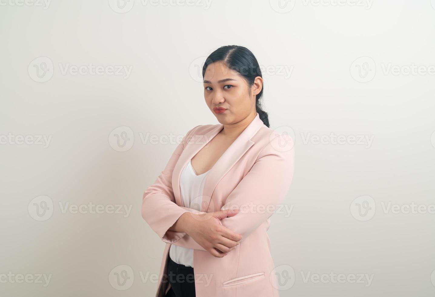 joven, mujer asiática, con, enfurruñamiento, cara foto