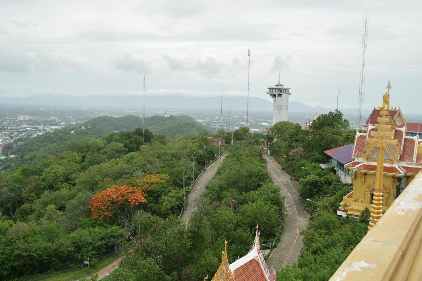View of the way go to Thai temple located on mountain. photo