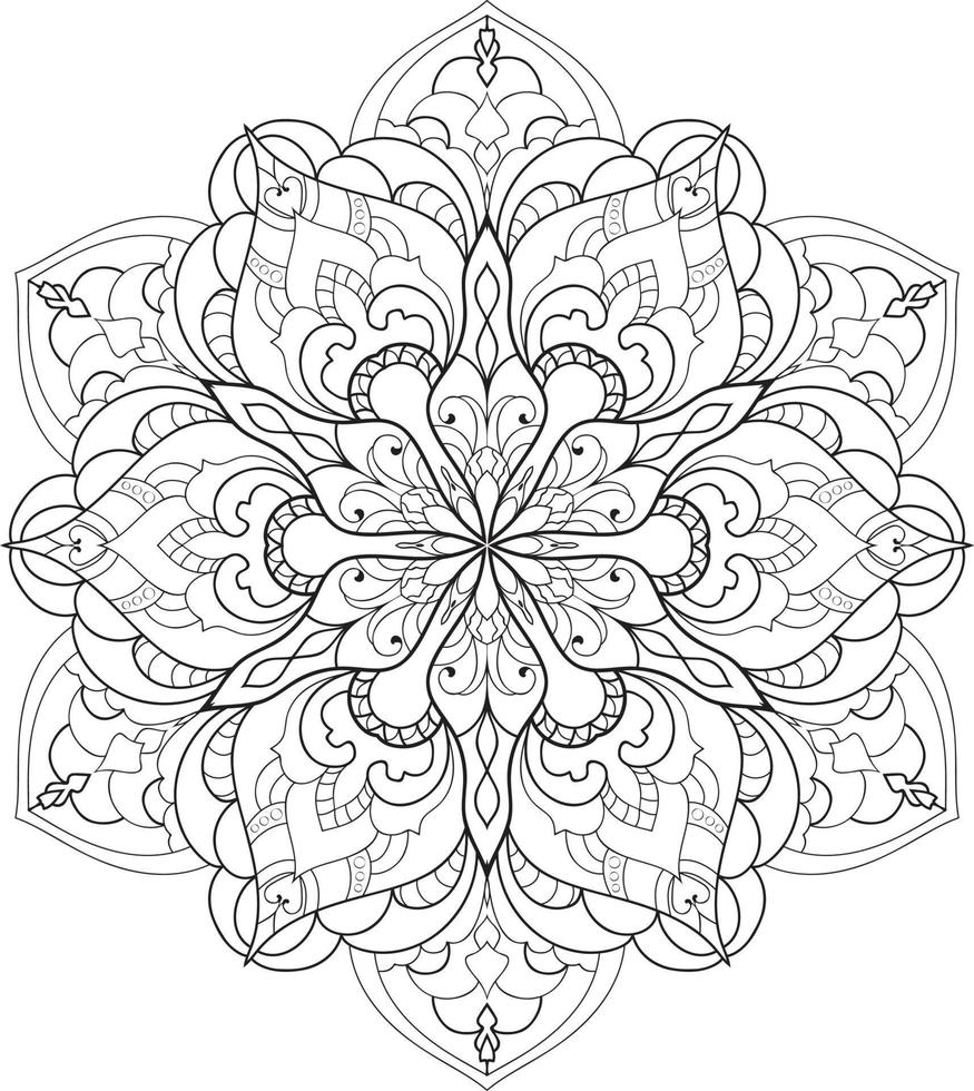 Circular Flower Mandala on White Free Vector