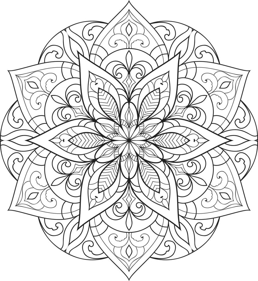 Circular Flower Mandala on White Free Vector